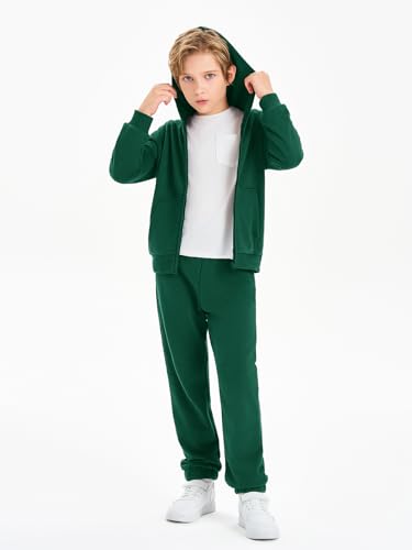 Image of Haloumoning Boys Sweatsuits Kids Active Zip Hoodie Sweatershirt and Jogger Sweatpants 5-14 Years