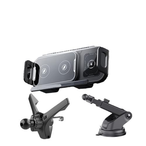 車載ワイヤレス充電器 360°回転式電話マウント iPhone 12-16、Samsung Galaxy Fold 3-6/Z Flip/S24-S25、Huawei/VIVO 折りたたみ式電話に対応(WHITE)