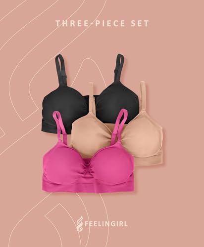 Image of FeelinGirl Bras for Women Wireless Bralettes No Underwire Unlined Seamless Everyday Bras 3-Pack