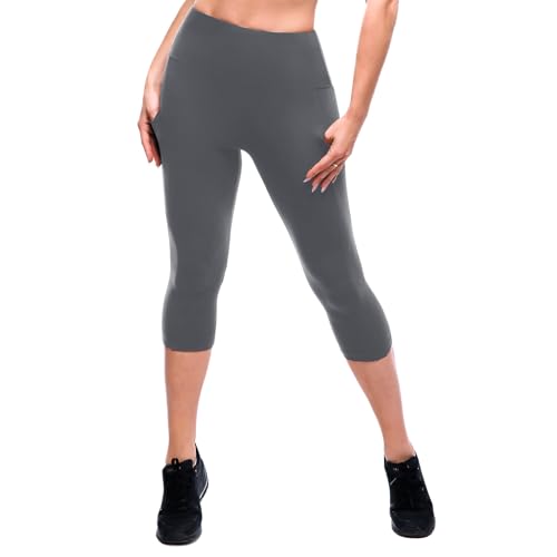 Image of SINOPHANT High Waisted Leggings with Pockets Women, Full Length Capri Buttery Soft Stretchy Yoga Pants