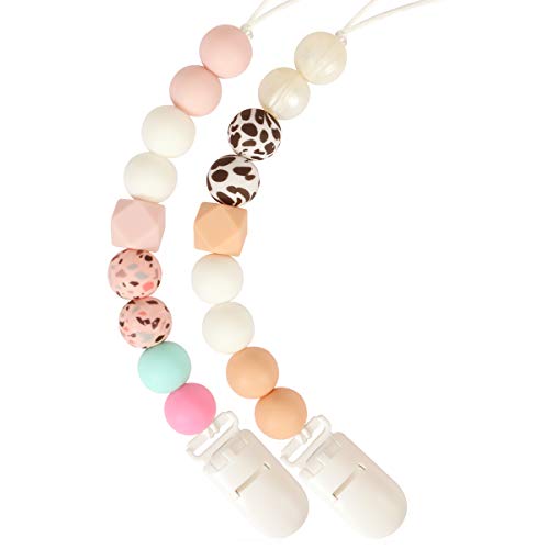 Image of Pacifier Clip, LcyKohn Binky Holder Baby Clips for Baby Girls 2 Pack