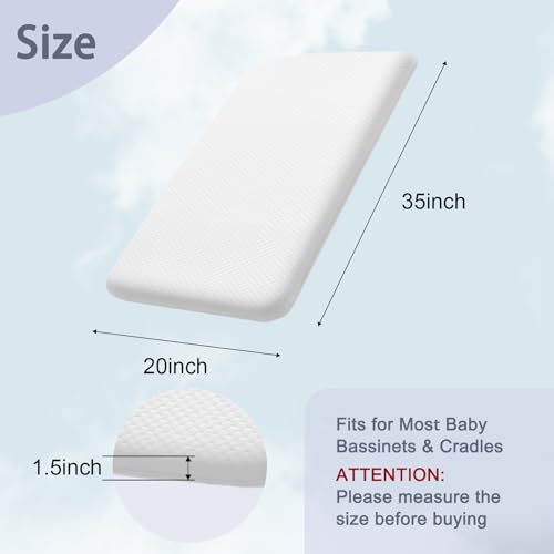 Image of Lisara Baby Bassinet Mattress, 35 x 20 Dual Sided Gel Memory Foam Mattress with Waterproof, Removable and Breathable Ice Silk Cover, Fit for ANGELBLISS /AMKE /Bellababy /Yamesmile /Besrey Baby Bassinet