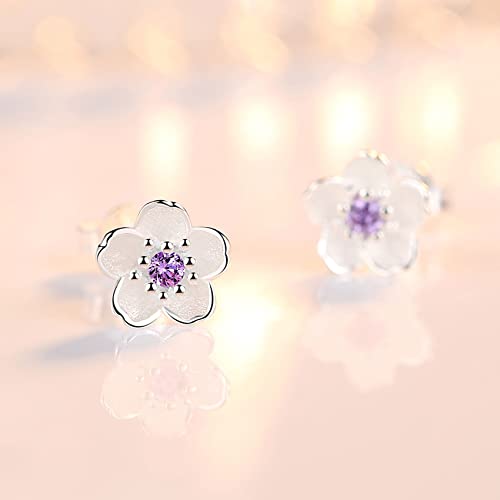 Pendientes de flor en plata con baño de oro blanco y circonitas de alta joyería CERSLIMO 3