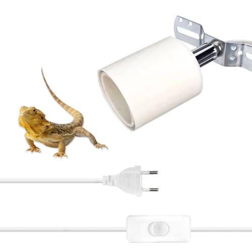 Heat Lamp Socket: E27 Heating Lamp Holder, 110-250V 100W Plug with 1.8 m Cable, Porcelain Socket 360° Rotatable, Dimmable