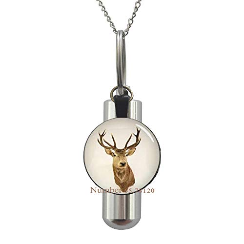 Yijianxhzao Deer Head Cremation URN Necklace,Deer Head Charm,Hunting Cremation URN Necklace,Deer Head Cremation URN Necklace.Christmas Gift,BV041