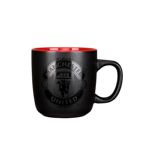 FOCO Taza de fútbol con licencia oficial del Manchester United FC, color negro mate