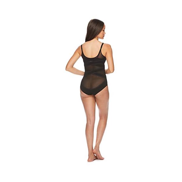 bebe Womans Power Mesh Microfiber Firm Control Shapewear Open Bust Bodysuit Black Medium