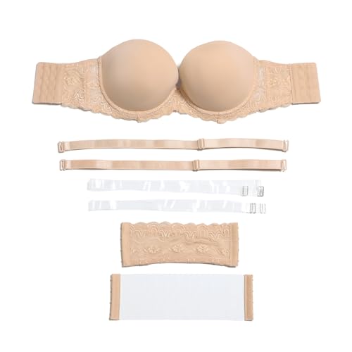 YANDW Strapless Lightly Padded Full Figured Coverage Bra Clear Back Multiway Invisible Straps Backless Brassiere for Women4