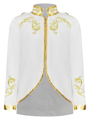 JEYPINMI Kids Boys Palace Prince Gold Embroidered Jacket Coat Halloween Long Sleeve Court Uniform