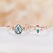 Natural Moss Agate Engagement Ring Set for Women 1.5 CT Pear Cut Moss Agate Wedding Ring Set 925 Sterling Silver 10K 14K 18K Gold Vintage Ring for Women