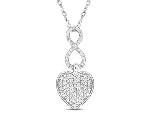 Pendentif cœur diamant femme en argent sterling 925 avec chaîne de cou ajustable