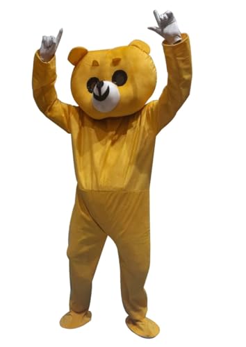 Image of BookMyCostume Fleece Buy Funny Yellow Prank Bear Mascot Costume For Instagram Youtube Videos Making & Events | Adults | Full Size