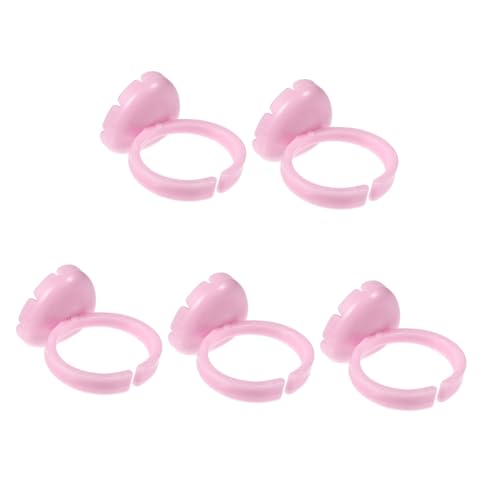 Gogogmee Anneaux Pour Extension De Cils 100 Pcs Réglables Support De Pigment Rose Pour Maquillage Professionnel Tatouage Et Greffe De Cils Utilisations En Salon Et École