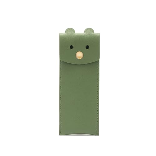 Image of Small Pencil Case Simple Pencil Pouch with Flap Opening Design Cute Pattern Stationary Storage Bag (Green)