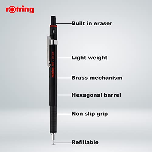 Rotring 300 Mechanical Pencil, Black, 0.5Mm (1904726) #TOP1