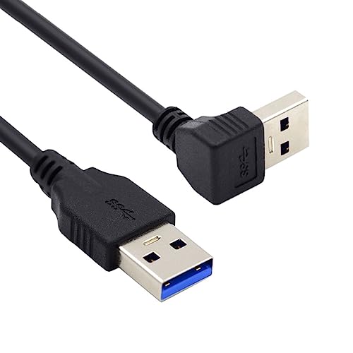 chenyang USB 3.0 Cable USB 3.0 Type A 90 Degree Down Angled Extension Data Cable 40cm, Black