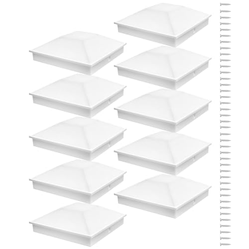 Cubierta para postes de 10 x 10 cm, cubierta de postes de 10 x 10 cm, cubierta decorativa blanca resistente a los rayos UV para exteriores, juego de 10 unidades