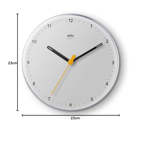 Image of Braun Classic Analogue Wall Clock with Silent Sweeping Quartz Movement - BC26W, Plastic, white