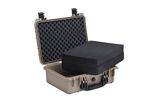 Image of MEIJIA All Weather IP67 Waterproof Hard Camera Case,Hard Protective Case,Hard Case with Customizable Foam,Fit Use of Drones,Camera,Equipments,Pistols(Desert Tan,15.98x12.99x6.85inches)