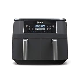 Ninja DZ201 Foodi 8 Quart 6-in-1 DualZone 2-Basket Air Fryer with 2 Independent Frying Baskets, Match Cook & Smart Finish to Roast, Broil, Dehydrate & More for Quick, Easy Meals, Grey