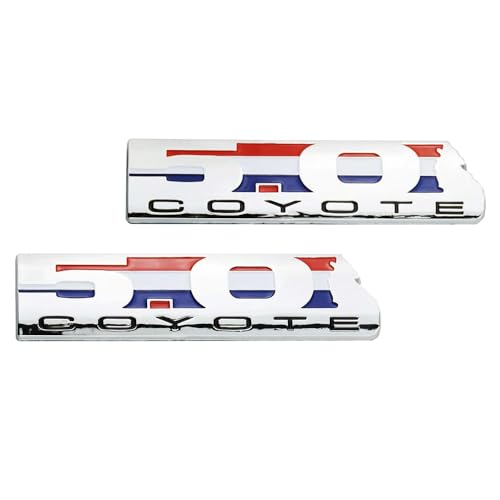 Image of 2Pc 5.0L Coyote Engine Emblem Coyote Badge 3D Sticker Nameplate (Chrome)