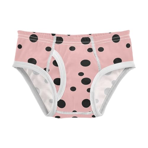 KLL Black Polka Dots on Pink Background Toddler Boys' Pure Cotton Briefs Underwear Breathable Children Panties