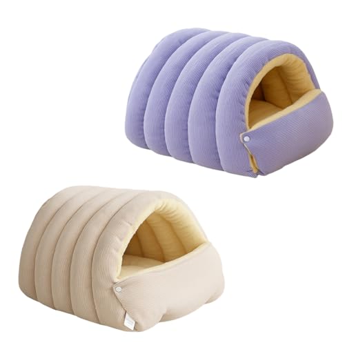 Jingshihaisu 2個入り ペット用密閉巣 冬用 暖かいキャットハウス 厚め 保温 取り外し可能 両用 待避巣 中小型犬猫 深寝床マット 洗える 軽量 冷房 保温防寒 快適 柔らかい 小型犬 犬 犬小屋 屋外 室内用 (S,06)