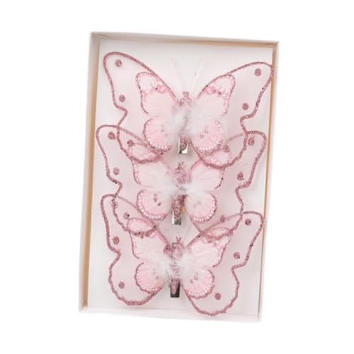 MERISHOPP 3X Christmas Tree Butterfly Decorations Arts for Festival Wreath Living Room Light Pink Home & Garden|Holiday & Seasonal Dacor|Christmas & Winter|Figurines
