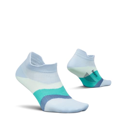 Image of Feetures Elite Ultra Light No Show Tab Ankle Socks - Sport Sock with Targeted Compression - Glacier Mist, Small (1 Pair)