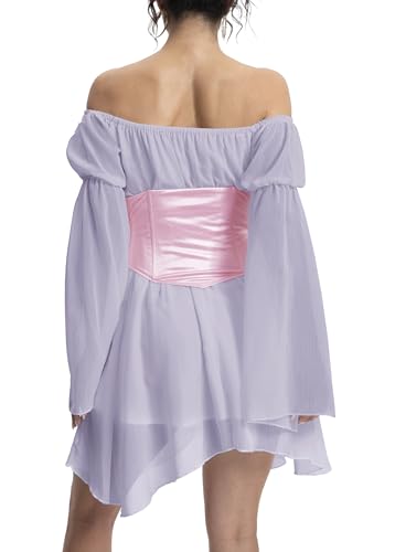 Image of Womens Corset Dresses Off Shoulder Bell Sleeve Casual Party Fairy Two Piece Outfits Bustier Dress