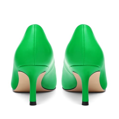 Image of Women Pointed Closed Toe 2.5 Inch Kitten Heel Slip On Pumps | Elegant Comfort Formal Dress Footwear, Versatile Ladies Shoes For Office Wedding Party Evening Daily Occasions