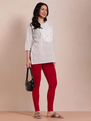 Image of TWIN BIRDS Tailored Cut and Classic Fit Super Stretchable Elastane Fabric Churidar Leggings for Women