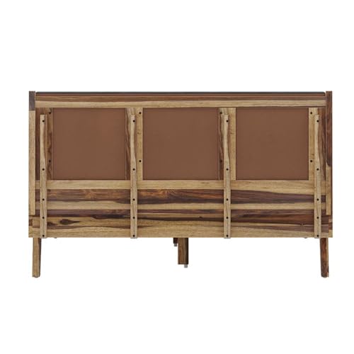 Image of Wakefit Bed | Queen (78x60) Sheesham Wood Bed Upholstered, Without Storage | 3 Year Warranty | Lynx - Burma Brown
