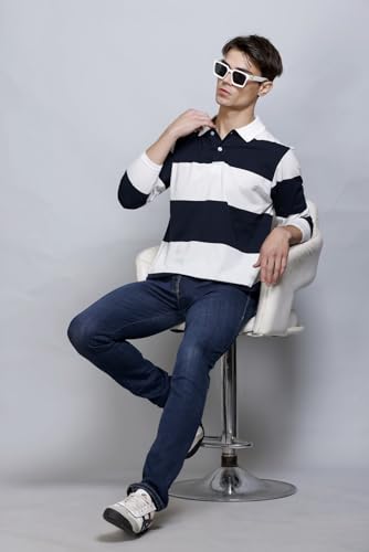 Image of SANE ORIGINALS Men's Full Sleeve Polo T-Shirt with Pocket, Premium Cotton Blend Collar Neck Tee