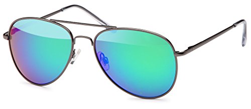 Preisvergleich Produktbild Hatstar Pilotenbrille Verspiegelt Fliegerbrille Sonnenbrille Brille mit Federscharnier (72 / Rahmen Schwarz - Glas Grün verspiegelt)