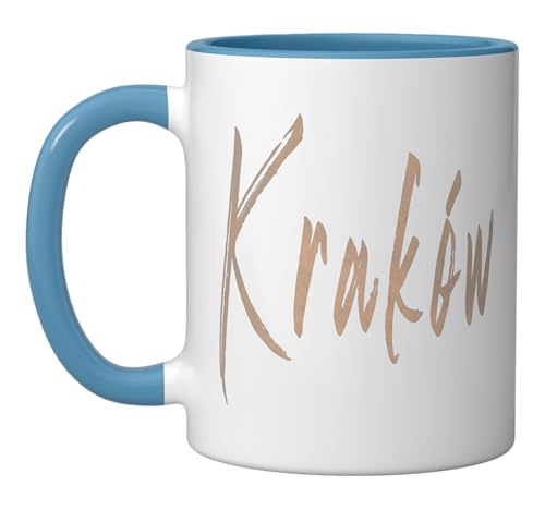 Taza de cerámica azul y blanca 11 onzas miniatura 1