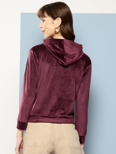 Image of Aarika Womens Winter Wear Green Colour Printed Velvet Hoodie