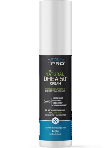 DHEA Cream 50mg for Women and Men Maximum Strength Natural DHEA Cosmetic Formulation for Skin Hydration Balance Pure Non-GMO Gluten-Free Paraben-Free Skin Cream 2-Month Supply (Unscented - 3oz)