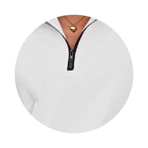 Quarter Zip Pullover Women Oversized Long Sleeve Sweatshirts Fall Winter Solid Color Drop Shoulder Trendy Sweatshirts2