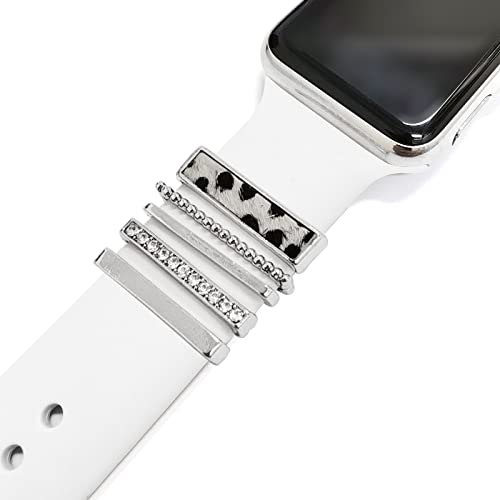 Image of 5Pcs Charms for Apple Watch band 41mm 45mm 40mm 44mm 38mm 42mm 46mm 49mm Women,Diamond+Metal Jewelry Decorative Ring For iWatch series 11 10 9 8 7 6 5 4 se 3 /2,Galaxy watch 7 /6 /5 /4,Strap Accessories