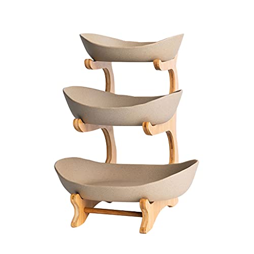 Plateau De Fruits 3 Niveau Plaque De Fruits Chambre Salon Ménage Plaque De Fruits Simply Creative Creative Table Basket(Size:Trois étages,Color:Gris) Cover