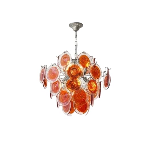 Lustre en verre rouge de prestige et suspension LED cristal pour salon