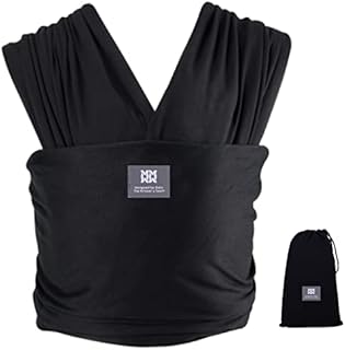 Bebamour Baby Carrier Newborn All in 1 Stretchy Baby Carrier Sling for 0-16KG Cotton Baby Carrier Wrap Baby Sling, Black