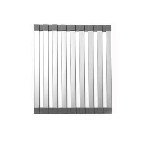 Genérico Escurridor Enrollable Rejilla de Drenaje for Fregadero Cocina, Silicona, Plegable, for almacenar Platos, vajilla, Cesta(Grey 48x34.5cm)