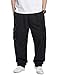 Kinghua Cargo Sweatpants for Men Drawstring Baggy Cargo Pants Jogger Pants Fleece Sweat Pants (40, Black)