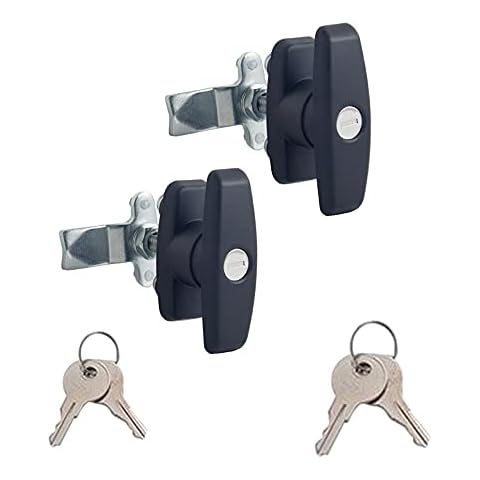2 PCS T-Handle Door Lock Latch ABS T Handle Lock Zinc Alloy Lock Body Shed Door T-Handle Lock Kit for Garage Door Lock Truck Cabinet Door Cover
