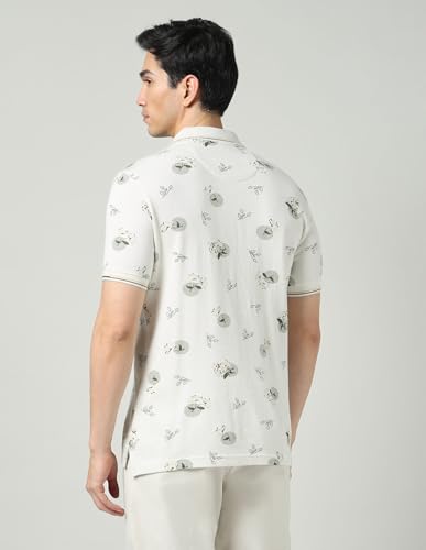 Image of Arvind Floral Printed Slim Fit Polo Shirt