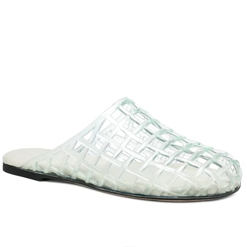 Clear Jelly Shoes for Women Slip on Jelly Mesh Slides Comfortable Closed Toe Flats Sandals Summer Beach Slippers.