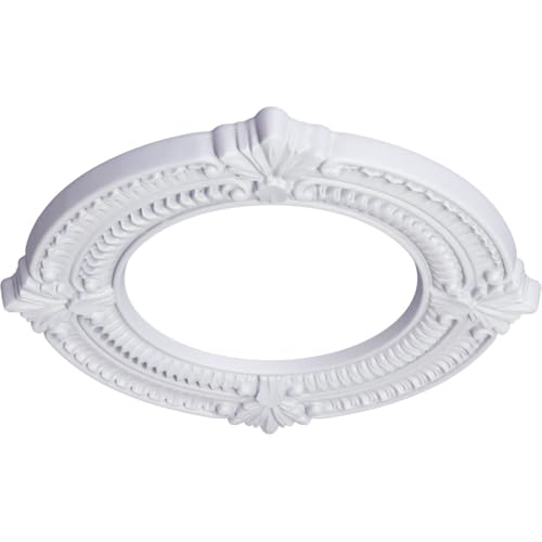 Image of Ekena Millwork CM11BN Benson Ceiling Medallion, 11 1 /8 inchOD x 6 1 /8 inchID x 5 /8 inchP, Factory Primed
