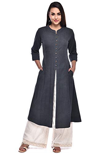 Image of Pistaa's Women's Cotton Relaxed Fit A Line Kurta